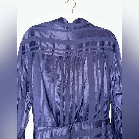 NWT MILLY women’s navy Jordan striped satin faux wrap dress L office formal - Picture 16 of 16